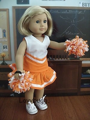 Cheerleader Doll Outfit for 18 Dolls -4 Piece Cheerleading Costume Clothes  and Accessories Set Include Poms Poms, Uniform, Socks, & Cheer Shoes -Back